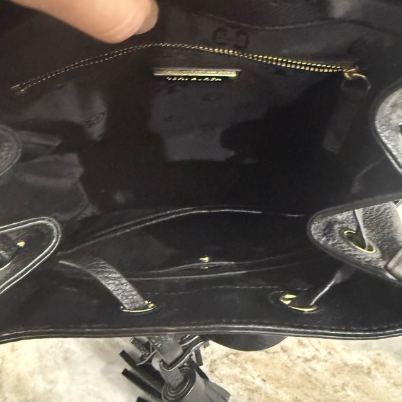 Beautifully black leather Tory Burch whipstitch backpack EUC - Picture 9 of 10